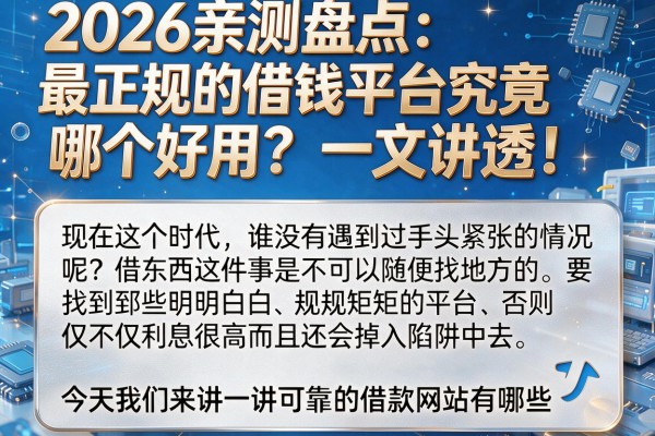 2026亲测盘点:最正规的借钱平台究竟哪个好用?一文讲透!