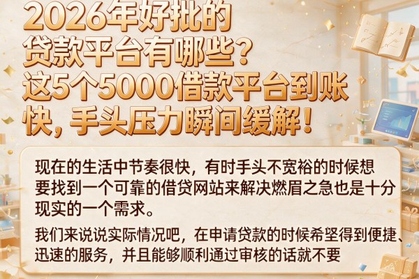 2026年好批的贷款平台有哪些？这5个5000借款平台到账快，手头压力瞬间缓解！