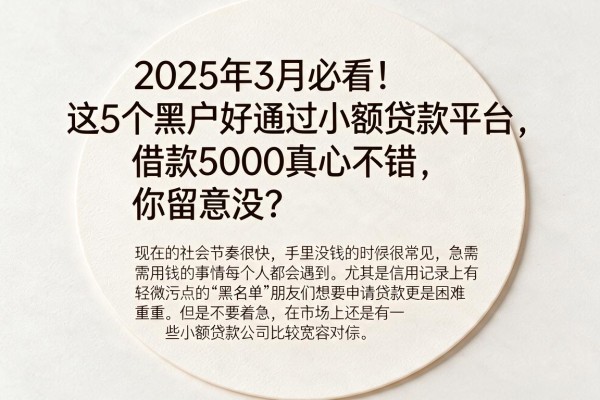 2025年3月必看！这5个黑户好通过小额贷款平台，借款5000真心不错，你留意没？