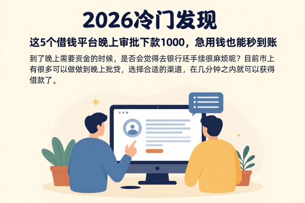 2026冷门发现!这5个借钱平台晚上审批下款1000,急用钱也能秒到账
