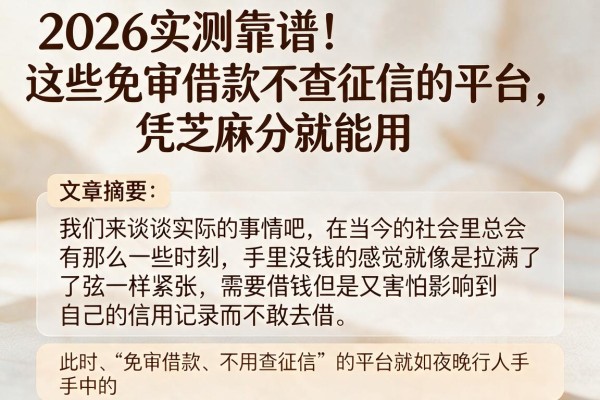 2026实测靠谱！这些免审借款不查征信的平台，凭芝麻分就能用