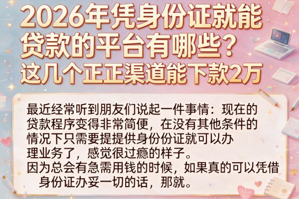 2026年凭身份证就能贷款的平台有哪些?这几个正规渠道能下款2万