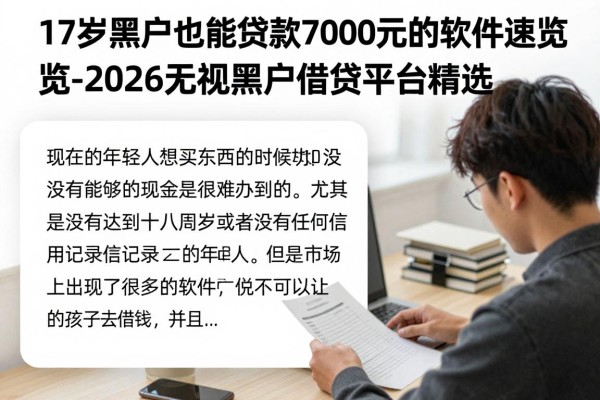 17岁黑户也能贷款7000元的软件速览，2026无视黑户借钱平台精选