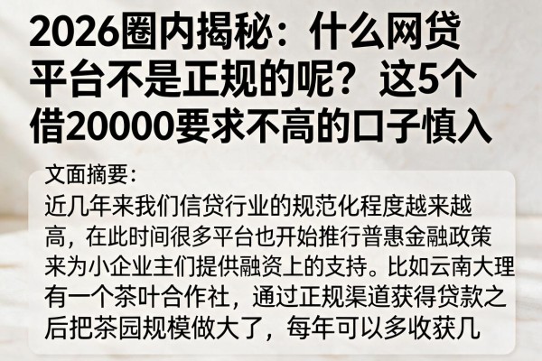 2026圈内揭秘：什么网贷平台不是正规的呢？这5个借20000要求不高的口子慎入