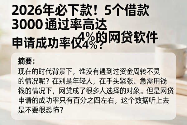 2026年必下款！5个借款3000通过率高达4%的网贷软件，申请成功率仅4%？