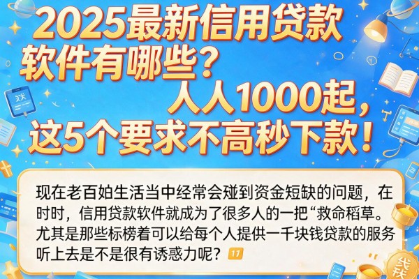 2025最新信用贷款软件有哪些?人人1000起,这5个要求不高秒下款!