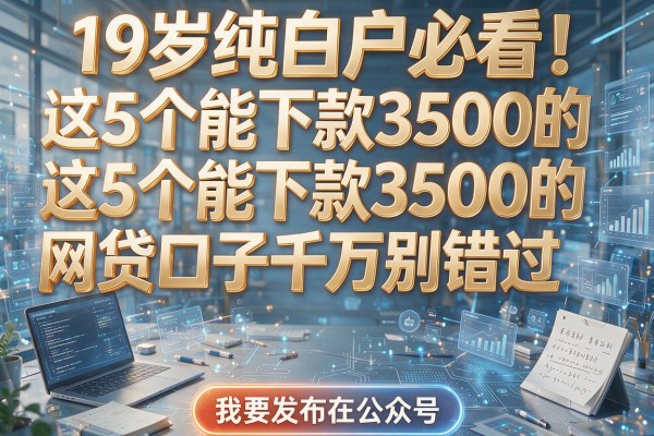 19岁纯白户必看！这5个能下款3500的网贷口子千万别错过