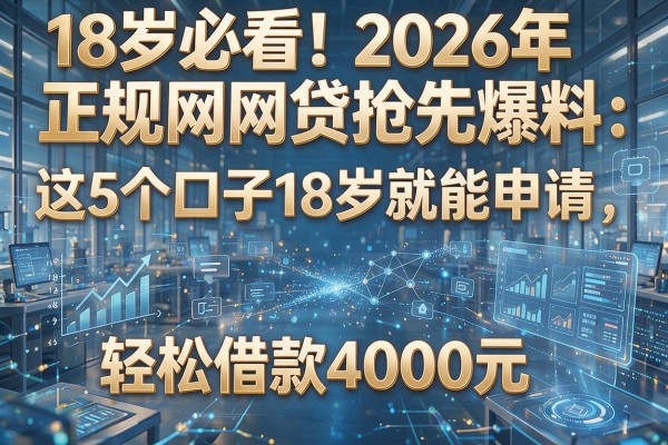 18岁必看!2026年正规网贷抢先爆料:这5个口子18岁就能申请,轻松借款4000元
