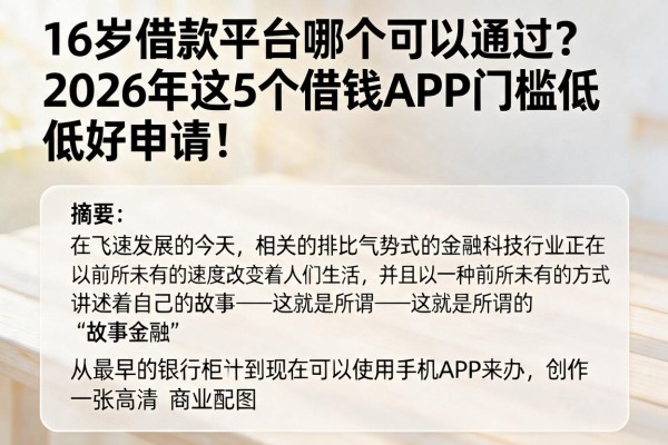 16岁借款平台哪个可以通过?2026年这5个借钱APP门槛低好申请!
