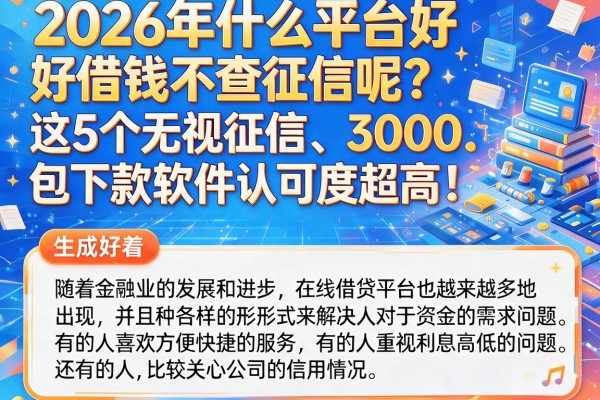 2026年什么平台好借钱不查征信呢？这5个无视征信、3000包下款软件认可度超高！