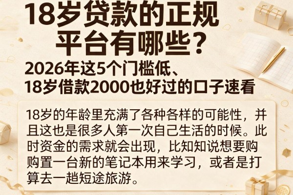 18岁贷款的正规平台有哪些？2026年这5个门槛低、18岁借款2000也好过的口子速看