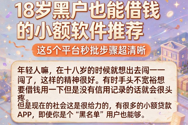 18岁黑户也能借钱的小额软件推荐,这5个平台秒批步骤超清晰