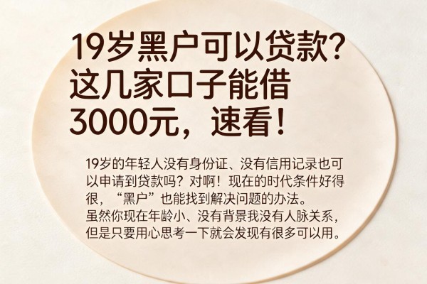 19岁黑户可以贷款？这几家口子能借3000元，速看！