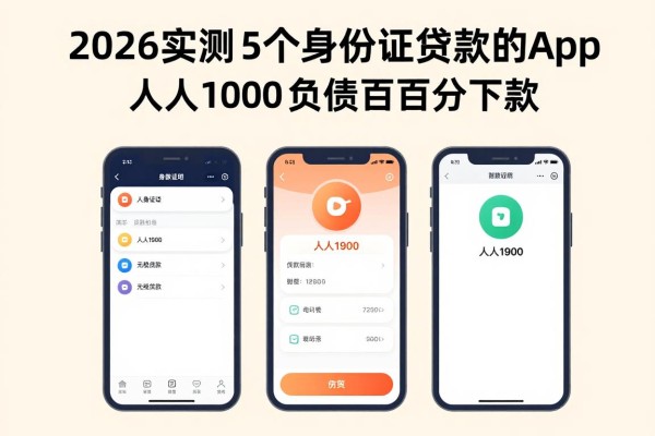 2026实测！这5个身份证能贷款的app人人1000，无视负债百分百下款