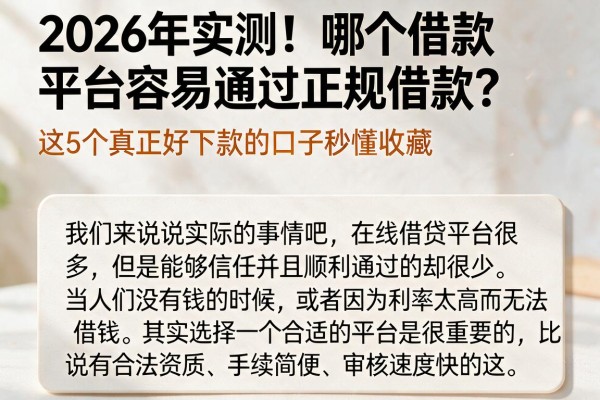 2026年实测!哪个借款平台容易通过正规借款?这5个真正好下款的口子秒懂收藏