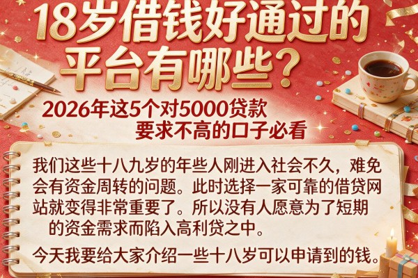 18岁借钱好通过的平台有哪些？2026年这5个对5000贷款要求不高的口子必看