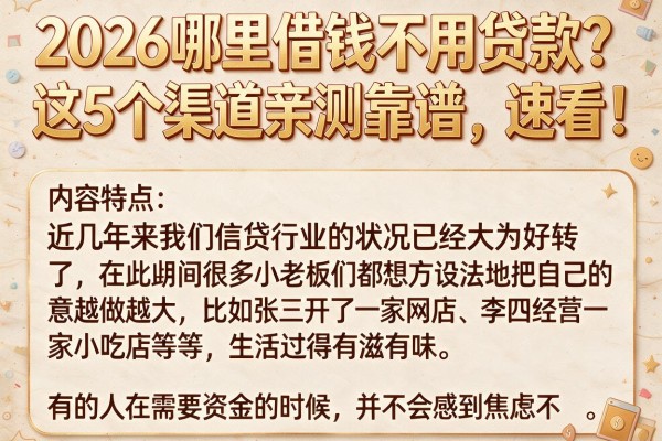 2026哪里借钱不用贷款？这5个渠道亲测靠谱，速看！
