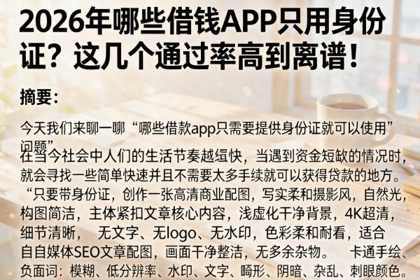 2026年哪些借钱APP只用身份证?这几个通过率高到离谱!