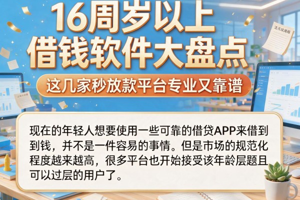 16周岁以上借钱软件大盘点,这几家秒放款平台专业又靠谱