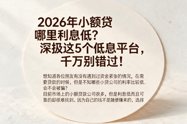 2026年小额贷哪里利息低？深扒这5个低息平台，千万别错过！