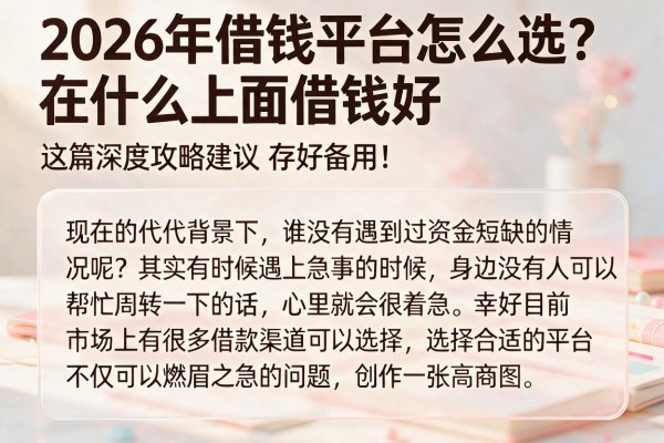 2026年借钱平台怎么选？在什么上面借钱好这篇深度攻略建议存好备用！