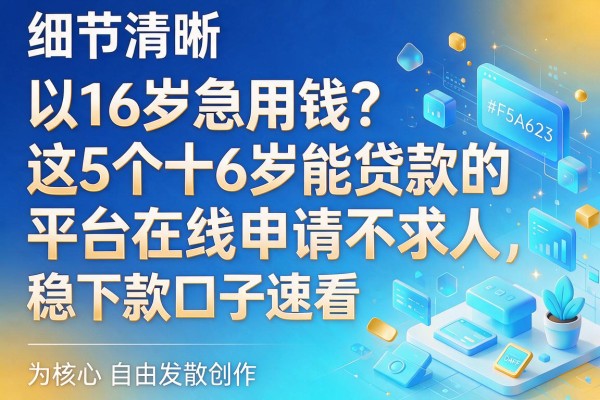 16岁急用钱?这5个十6岁能贷款的平台在线申请不求人,稳下款口子速看