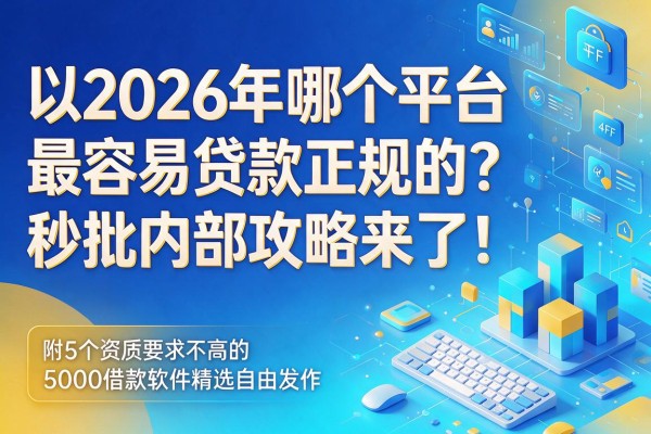 2026年哪个平台最容易贷款正规的？秒批内部攻略来了！附5个资质要求不高的5000借款软件精选