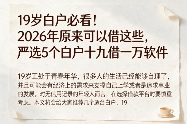 19岁白户必看！2026年原来可以借这些，严选5个白户十九借一万软件