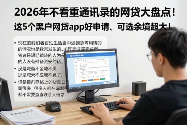 2026年不看重通讯录的网贷大盘点！这5个黑户网贷app好申请、可选余地超大！
