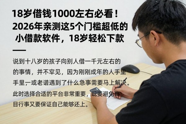 18岁借钱1000左右必看！2026年亲测这5个门槛超低的小额借款软件，18岁也能轻松下款