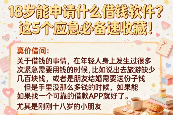 18岁能申请什么借钱软件?这5个应急必备速收藏!
