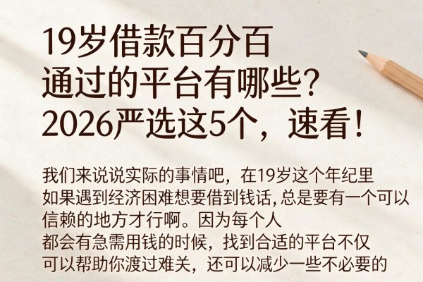 19岁借款百分百通过的平台有哪些?2026严选这5个,速看!