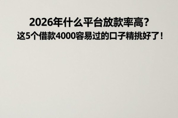 2026年什么平台放款率高?这5个借款4000容易过的口子精挑好了!