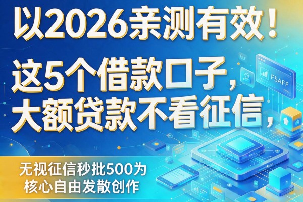 2026亲测有效！这5个借款口子大额贷款不看征信，无视征信秒批500