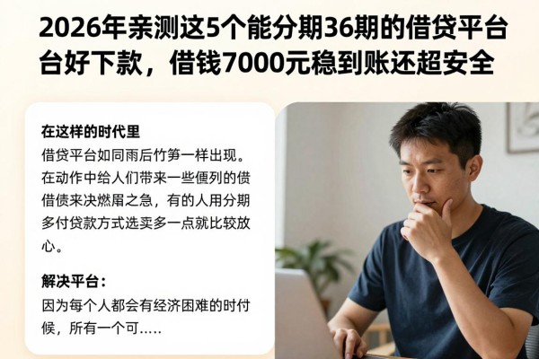 2026年亲测这5个能分期36期的借贷平台好下款,借钱7000元稳到账还超安全