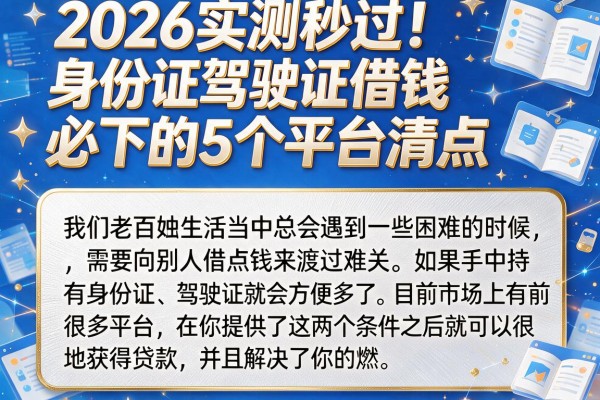 2026实测秒过!身份证驾驶证借钱必下的5个平台清点