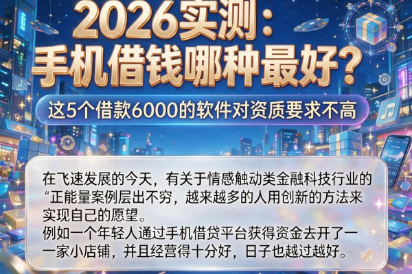 2026实测：手机借钱哪种最好？这5个借款6000的软件对资质要求不高