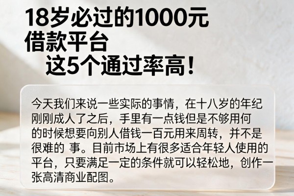 18岁必过的1000元借款平台,这5个通过率高!
