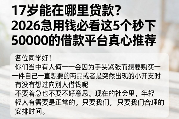 17岁能在哪里贷款？2026急用钱必看这5个秒下50000的借款平台真心推荐
