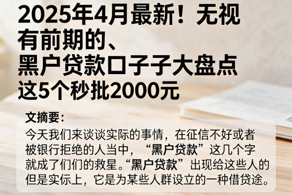2025年4月最新！无视黑白、有前期的黑户贷款口子大盘点，这5个秒批2000元