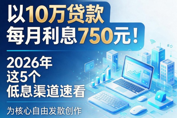 10万贷款每月利息750元！2026年这5个低息渠道速看