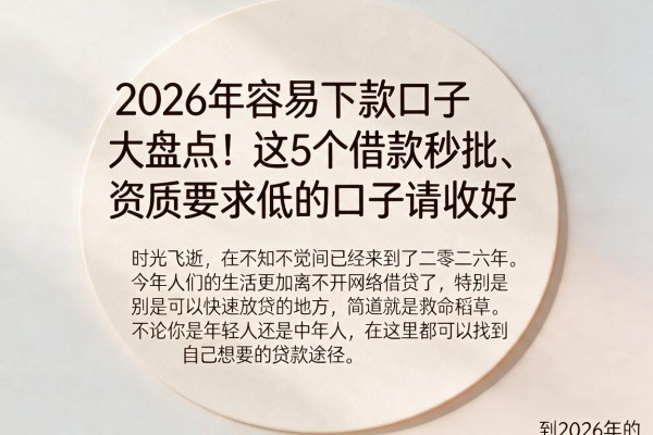 2026年容易下款口子大盘点！这5个借款秒批、资质要求低的口子请收好