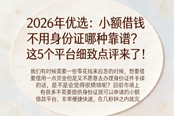 2026年优选:小额借钱不用身份证哪种靠谱?这5个平台细致点评来了!