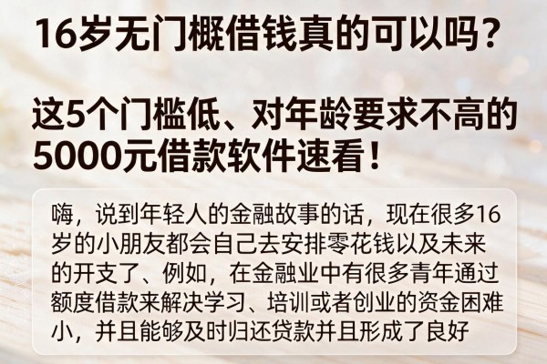 16岁无门槛借钱真的可以吗？这5个门槛低、对年龄要求不高的5000元借款软件速看！