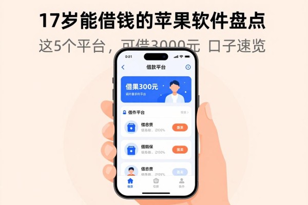 17岁能借钱的苹果软件盘点！这5个平台可借3000元口子速览