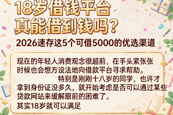 18岁借钱平台真能借到钱吗?2026速存这5个可借5000的优选渠道