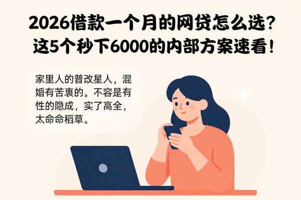 2026借款一个月的网贷怎么选？这5个秒下6000的内部方案速看！