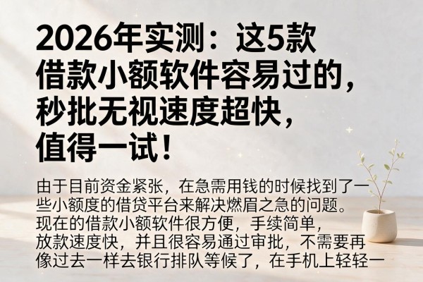 2026年实测:这5款借款小额软件容易过的,秒批无视速度超快,值得一试!