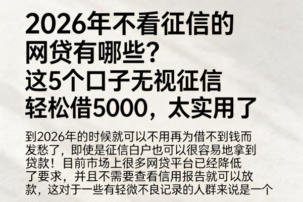2026年不看征信的网贷有哪些？这5个口子无视征信轻松借5000，太实用了