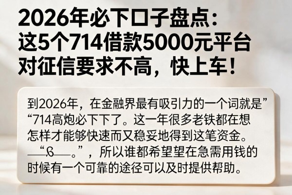 2026年必下口子盘点：这5个714借款5000元平台对征信要求不高，快上车！